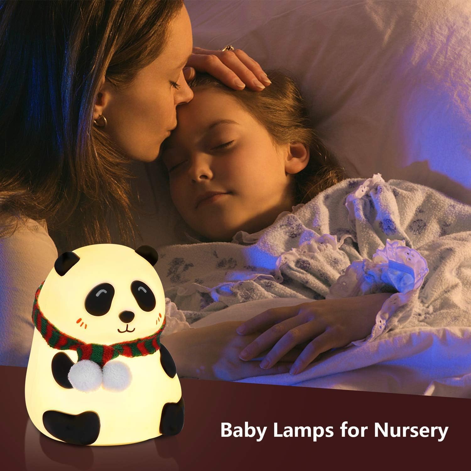 Rechargeable Silicone Panda Night Light for Kids | 7-Color LED Changing Lamp |Adorable Room Decor & Gift for Toddlers, Teens, & Valentine's Day Present|Soft BPA-Free Nightlight| Multicolour